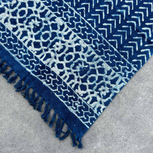 Handmade Indigo Throw - 170x120cm - Seedha Arrows - DuvetDay.co.uk