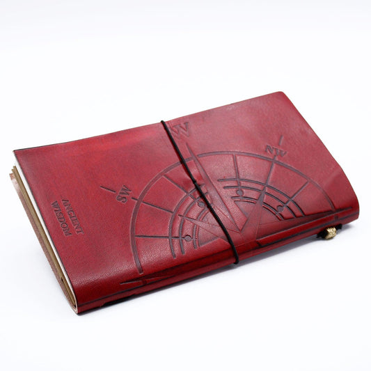 Handmade Leather Journal - Little Book of Big Plans - Red (80 pages) - DuvetDay.co.uk