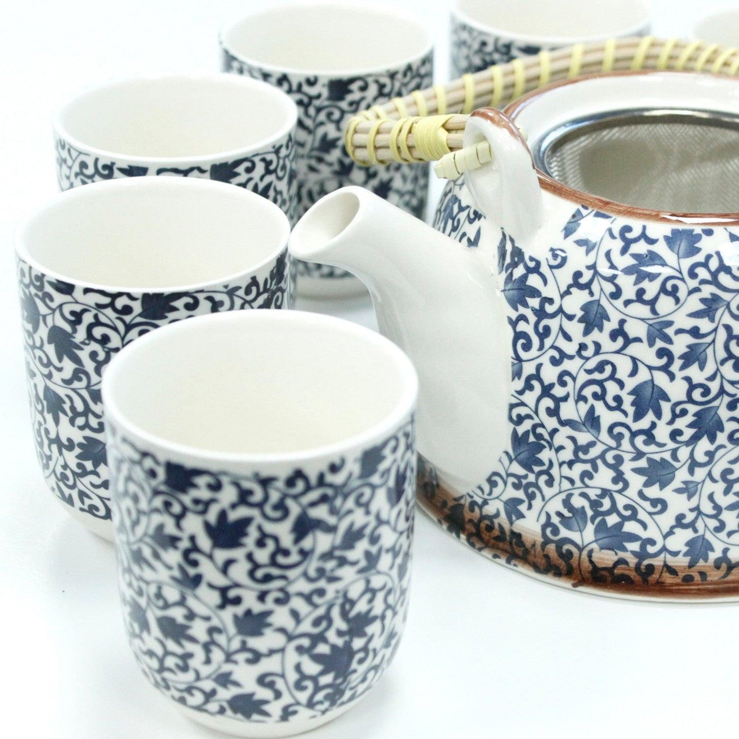 Herbal Teapot Set - Blue Pattern - DuvetDay.co.uk