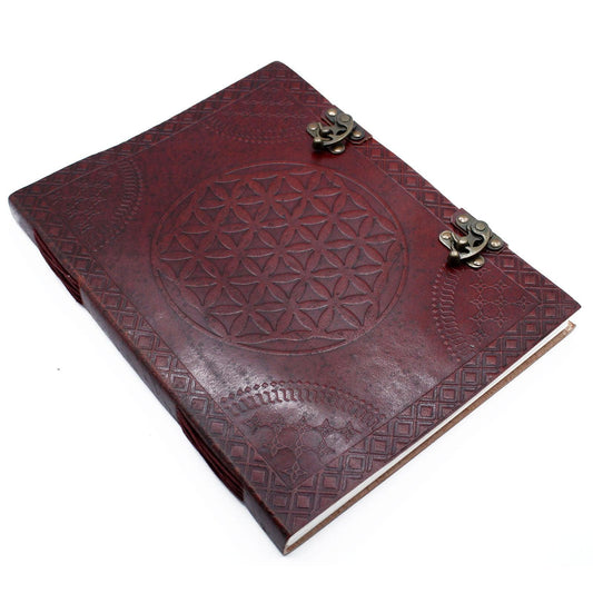 Huge Flower of Life Leather Book 10x13 (200 pages) - DuvetDay.co.uk