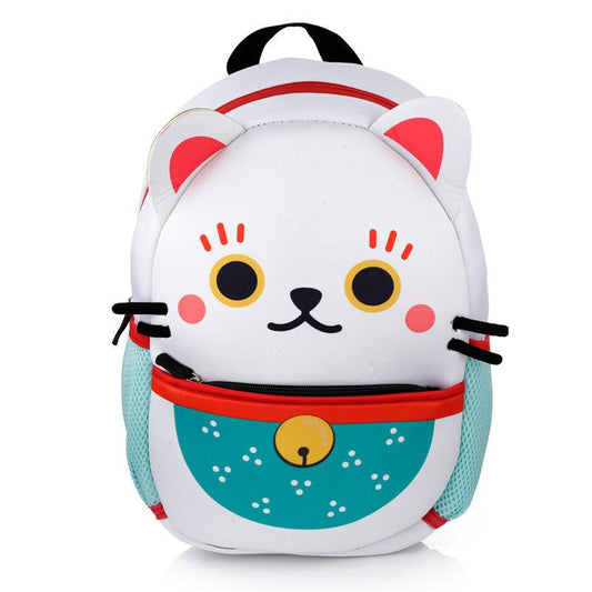 Kids School Neoprene Rucksack/Backpack - Maneki Neko Lucky Cat - DuvetDay.co.uk