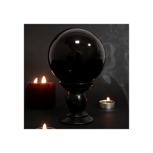 Large Black Crystal Ball on Stand - DuvetDay.co.uk