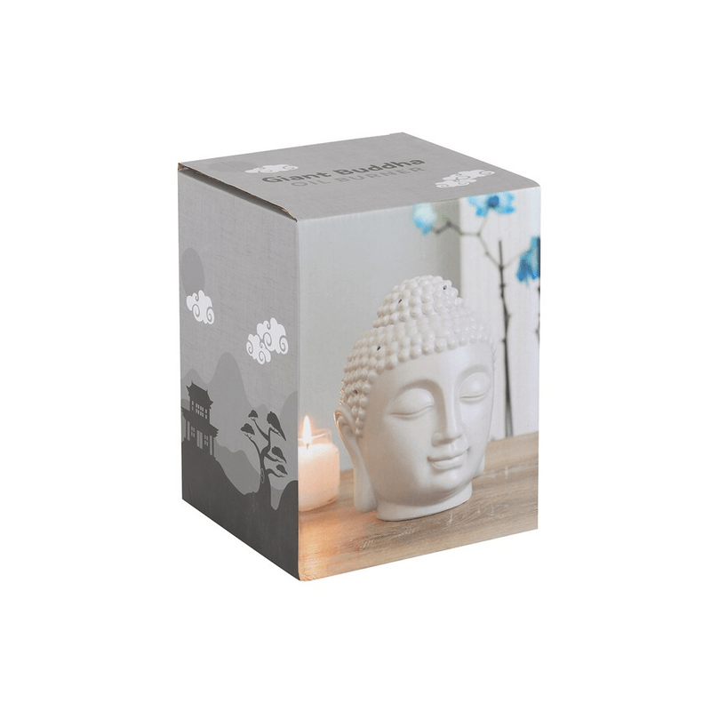 Large Grey Buddha Head Oil Burner - DuvetDay.co.uk