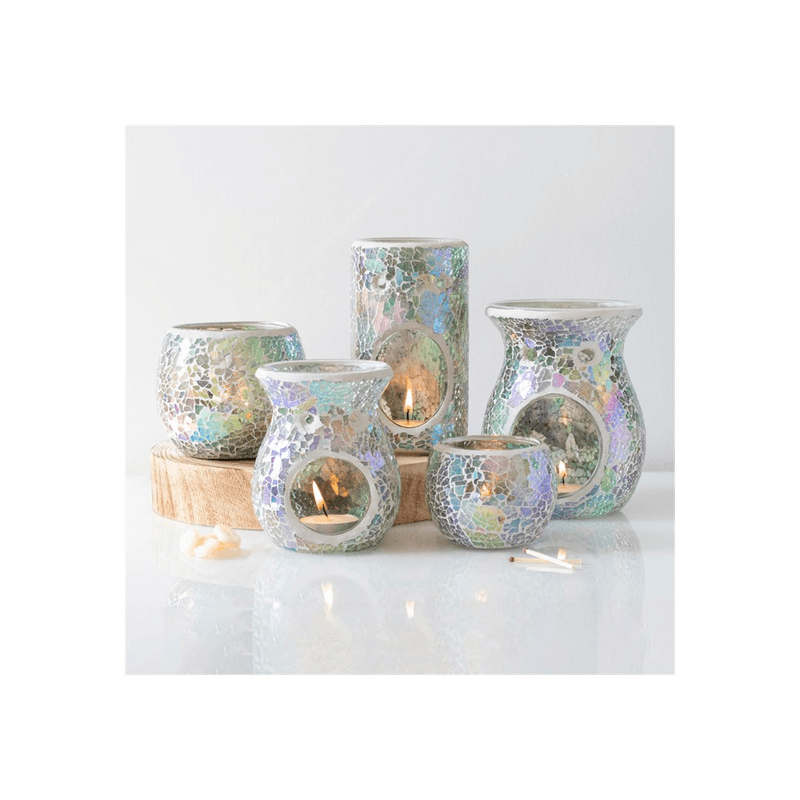 Large Light Blue Iridescent Crackle Oil Burner - DuvetDay.co.uk