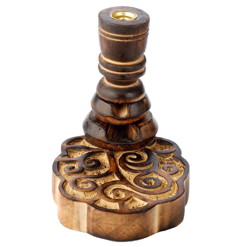 Mango Wood Backflow Incense Burner - Happy Tree - DuvetDay.co.uk