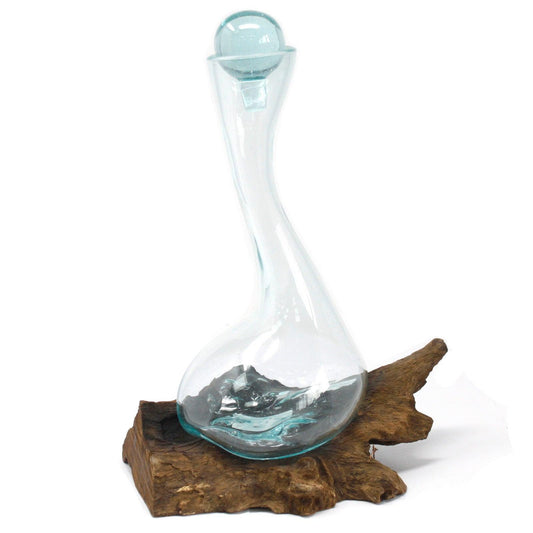 Molten Glass on Wood Wine Decanter - DuvetDay.co.uk