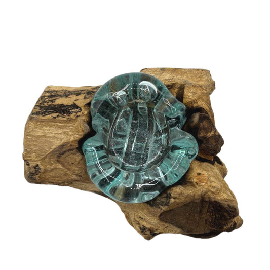 Molton Glass Candle Single Holder on Wood - DuvetDay.co.uk