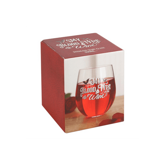 My Blood Type is Wine Stemless Wine Glass - DuvetDay.co.uk