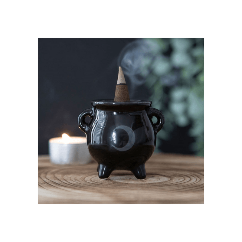 Mystical Moon Cauldron Ceramic Incense Holder - DuvetDay.co.uk