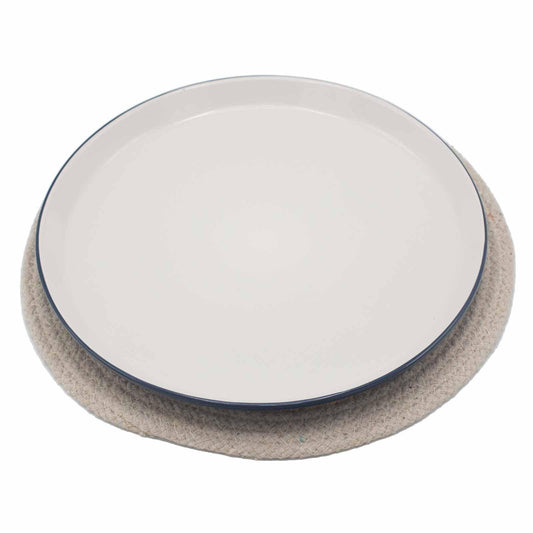 Natural Place Mat - Jute & Cotton 30cm - Ivory Border - DuvetDay.co.uk