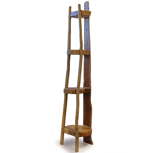 Natural Teak Corner Unit 4 Shelves - 135cm high - DuvetDay.co.uk
