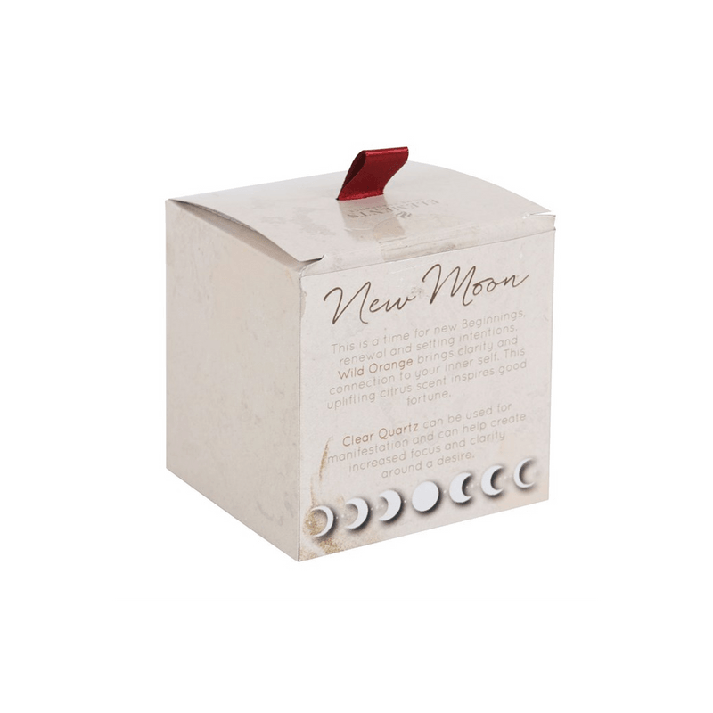 New Moon Wild Orange Manifestation Candle with Clear Quartz - DuvetDay.co.uk