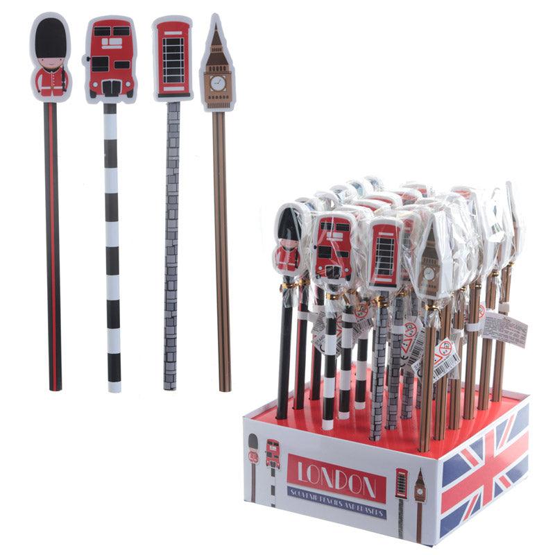 Novelty London Design Pencil and Eraser Set - DuvetDay.co.uk