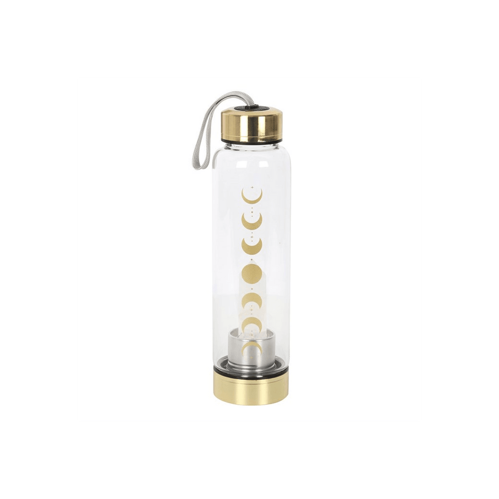 Quartz Moon Phase Glass Water Bottle - DuvetDay.co.uk