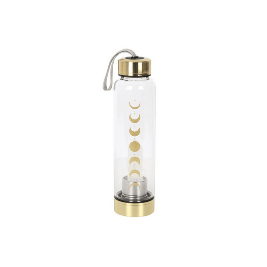 Quartz Moon Phase Glass Water Bottle - DuvetDay.co.uk