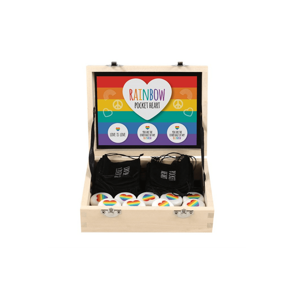 Rainbow Heart Pocket Sentiment Stones - DuvetDay.co.uk