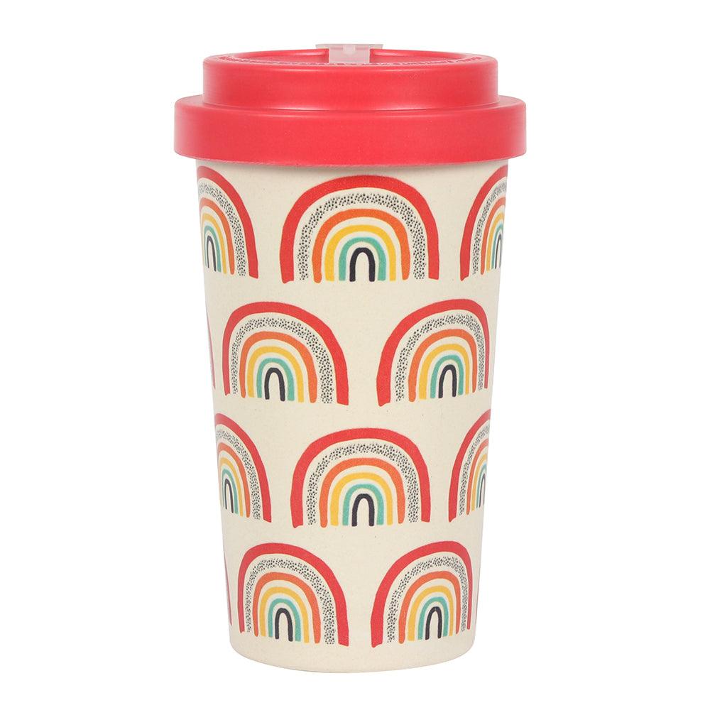 Rainbow Print Bamboo Eco Travel Mug - DuvetDay.co.uk