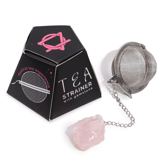 Raw Crystal Gemstone Tea Strainer - Rose Quartz - DuvetDay.co.uk