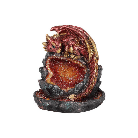 Red Dragon Backflow Incense Burner with Light - DuvetDay.co.uk