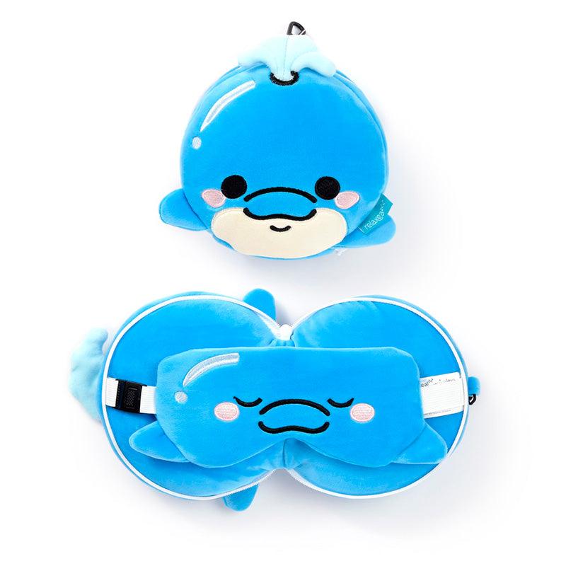 Relaxeazzz Travel Pillow & Eye Mask - Blu the Dolphin - DuvetDay.co.uk