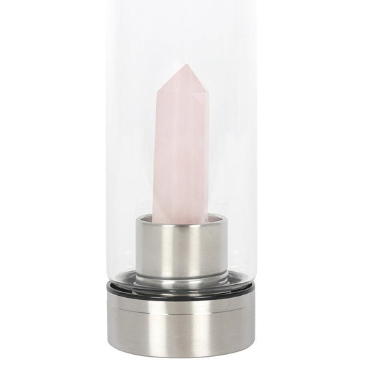 Rose Quartz Purifying Glass Water Bottle - DuvetDay.co.uk