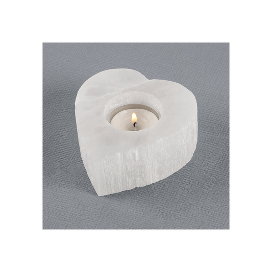 Selenite Heart Tealight Holder - DuvetDay.co.uk