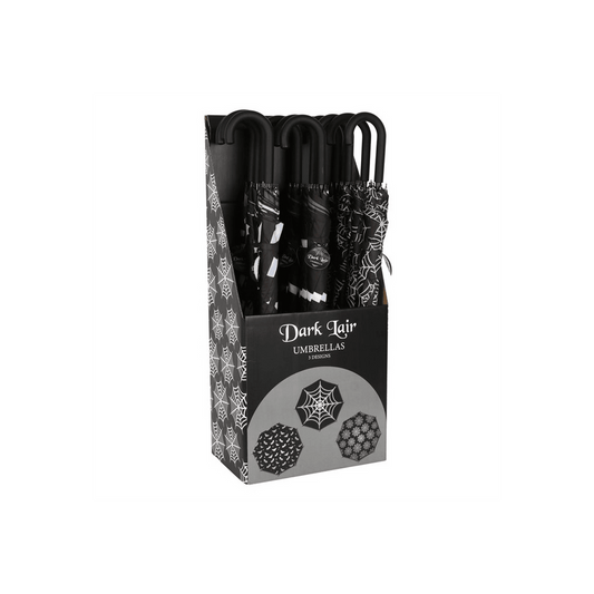 Set of 12 Bat and Spiderweb Umbrellas in Display - DuvetDay.co.uk