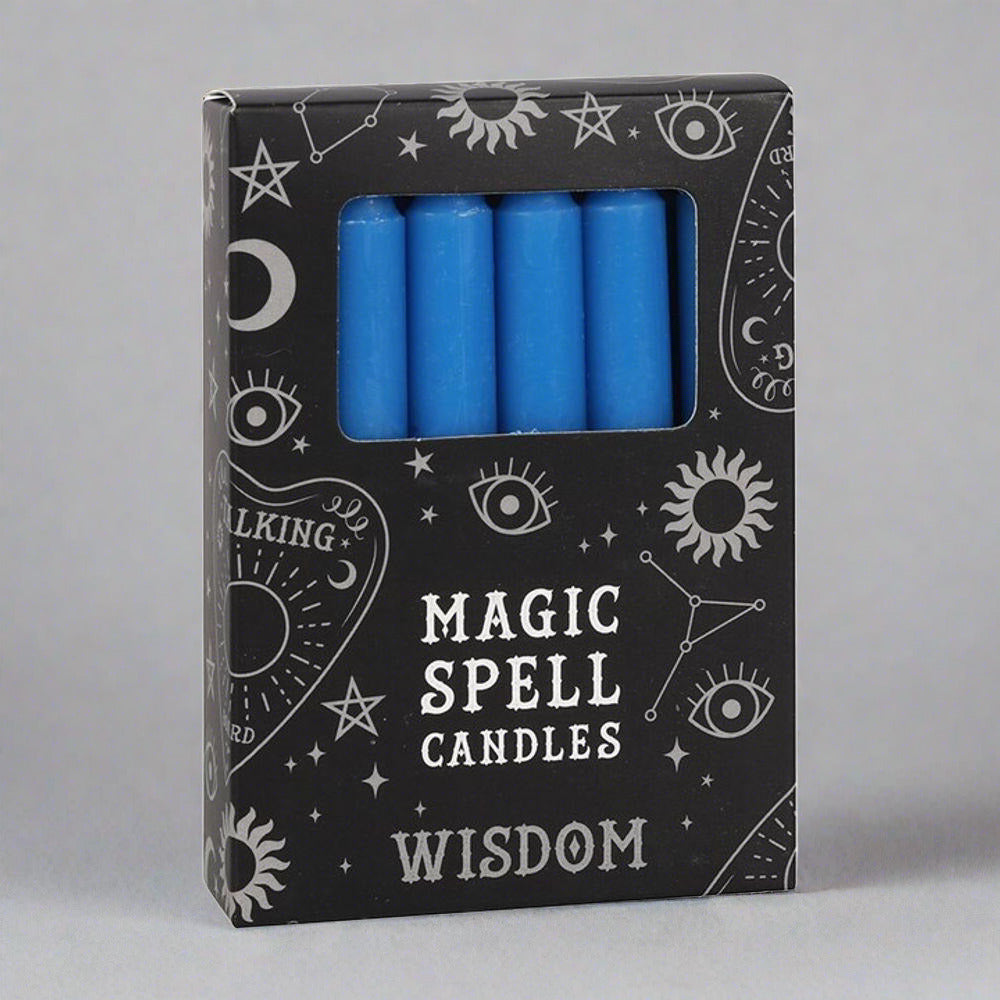 Set of 12 Blue 'Wisdom' Spell Candles - DuvetDay.co.uk