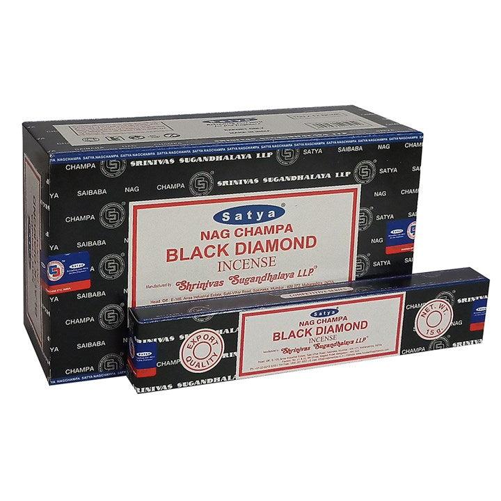 Set of 12 Packets of Black Diamond Incense Sticks by Satya - DuvetDay.co.uk