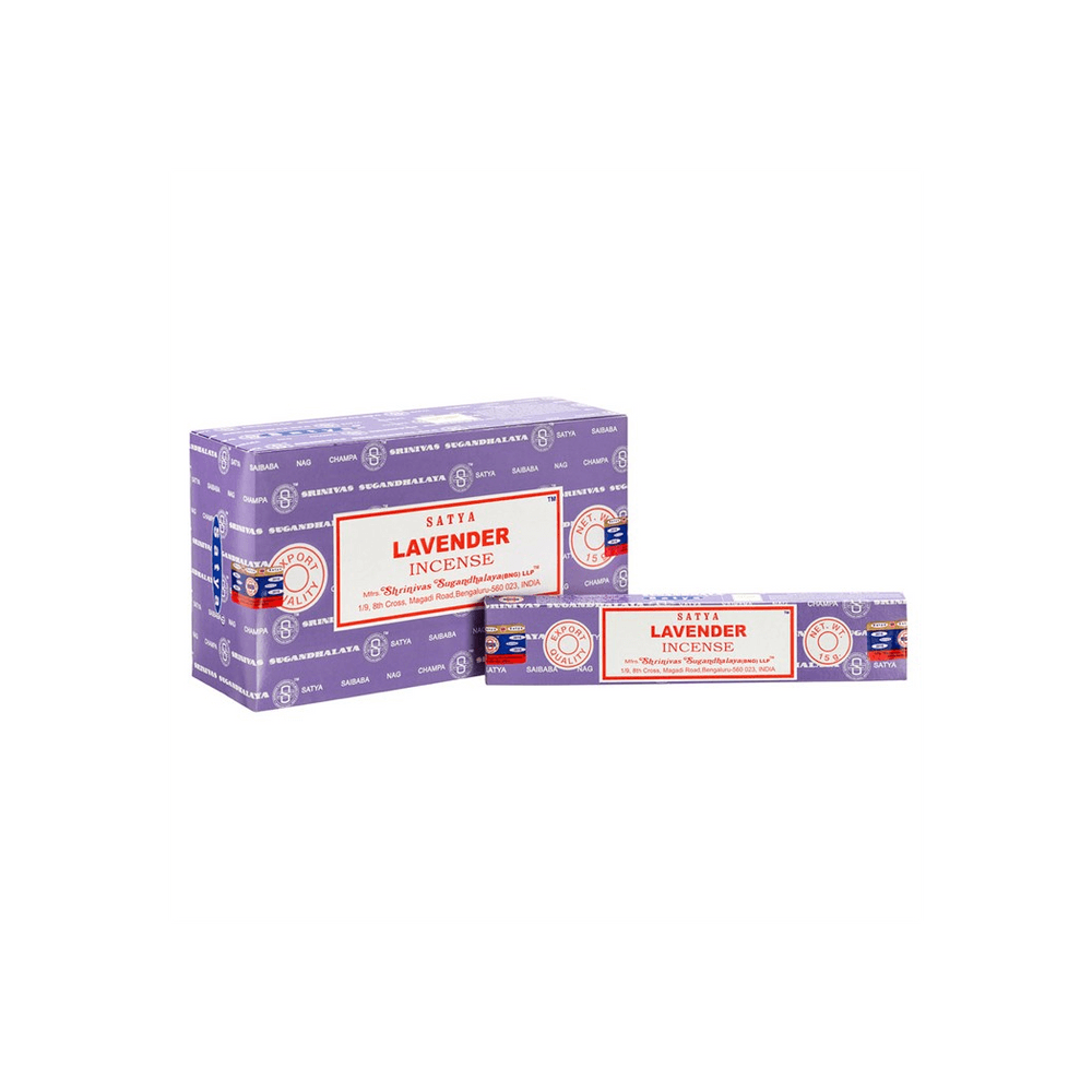 Set of 12 Packets of Lavender Incense Sticks by Satya - DuvetDay.co.uk