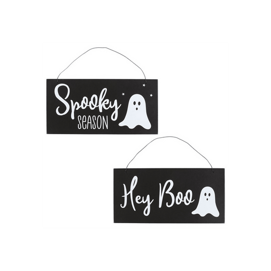 Set of 2 Hey Boo Signs - DuvetDay.co.uk