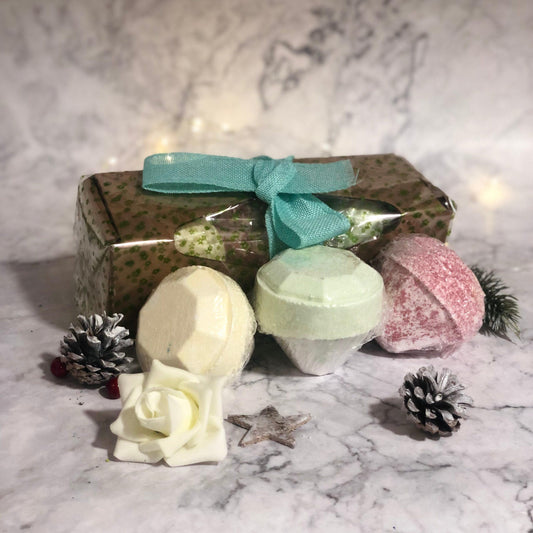 Set Of 3 Gemstone Bathbombs Gift Pack - Mix 2 - DuvetDay.co.uk