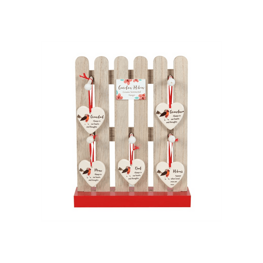 Set of 30 Garden Robin Ceramic Hanging Decorations - DuvetDay.co.uk