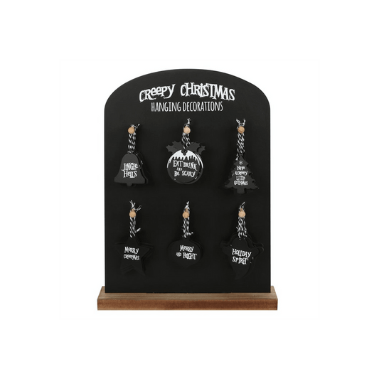 Set of 36 Creepy Christmas Hanging Signs on Display - DuvetDay.co.uk