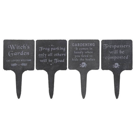 Set of 4 Slate Gothic Garden Signs - DuvetDay.co.uk