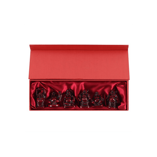 Set of 6 Red Resin Buddhas - DuvetDay.co.uk