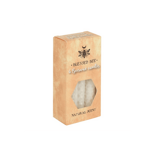 Set of 6 White Beeswax Spell Candles - DuvetDay.co.uk