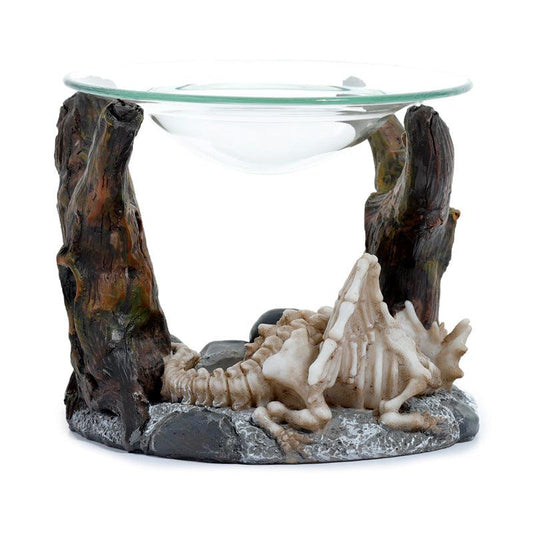 Shadows of Darkness Sleeping Bones Dragon Skeleton Oil & Wax Burner with Glass Dish - DuvetDay.co.uk