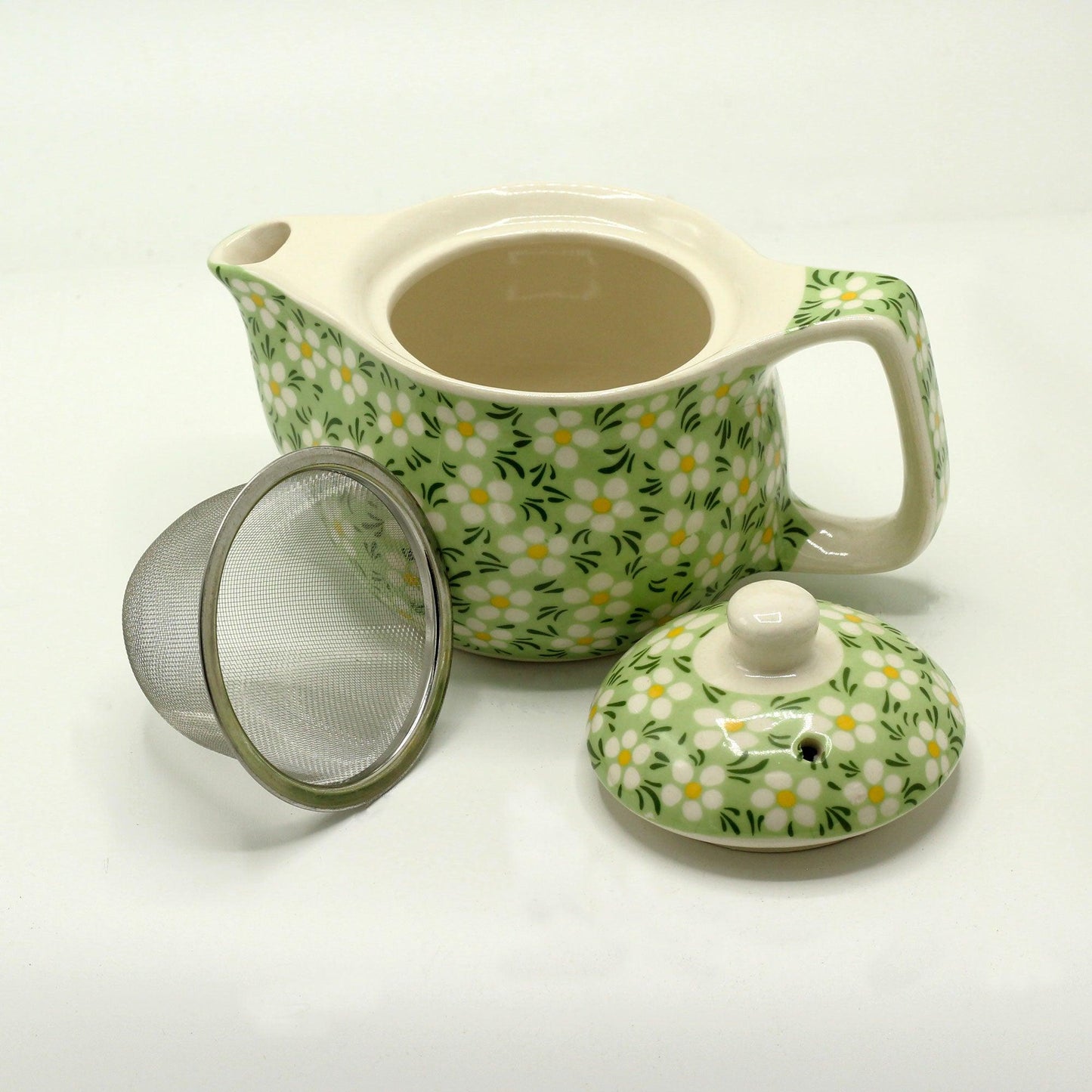 Small Herbal Teapot - Green Daisey - DuvetDay.co.uk