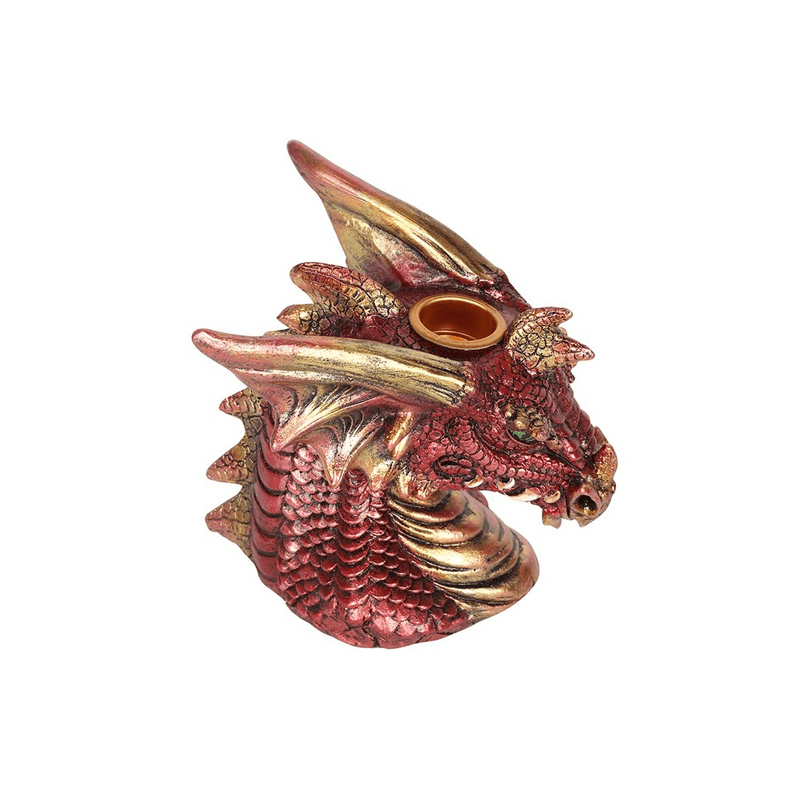 Small Red Dragon Head Backflow Incense Burner - DuvetDay.co.uk