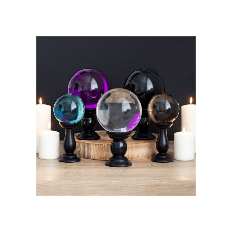 Small Smoke Grey Crystal Ball on Stand - DuvetDay.co.uk