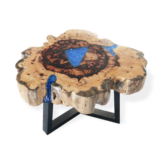 Tamarind and Resin Coffee Table - Sky Blue - DuvetDay.co.uk