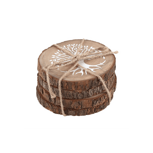 Tree of Life Wood Slice Coaster Set - DuvetDay.co.uk