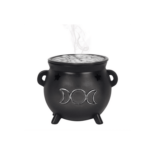 Triple Moon Cauldron Incense Cone Holder - DuvetDay.co.uk