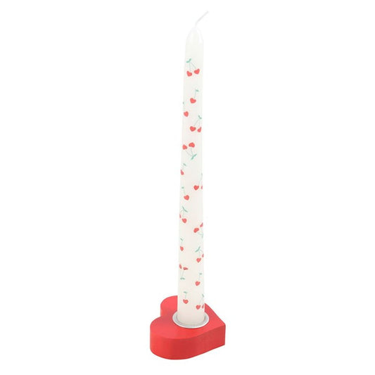 Red Heart Taper Candle Holder