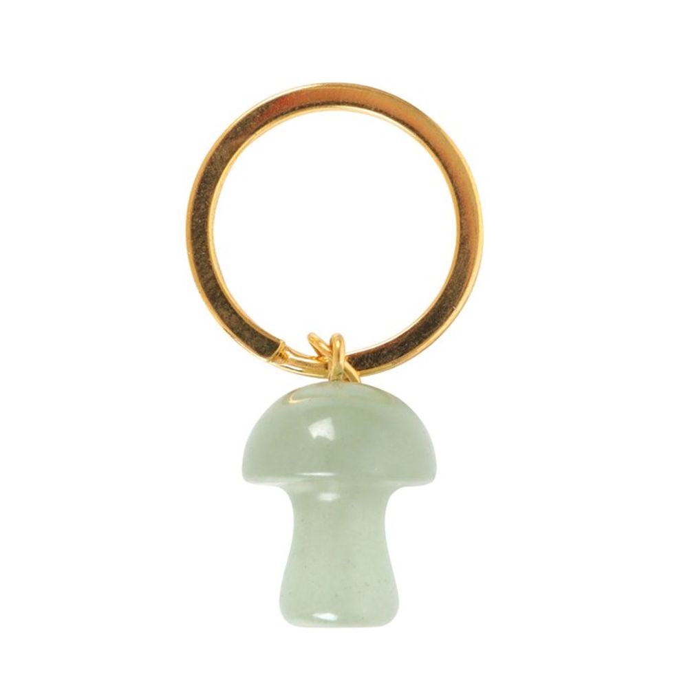 Aventurine Crystal Mushroom Keyring - DuvetDay.co.uk