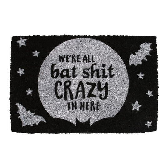 Black Bat Shit Crazy Doormat - DuvetDay.co.uk