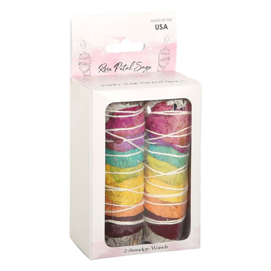 Set of 2 Rose Petal Sage Smudge Wands - DuvetDay.co.uk