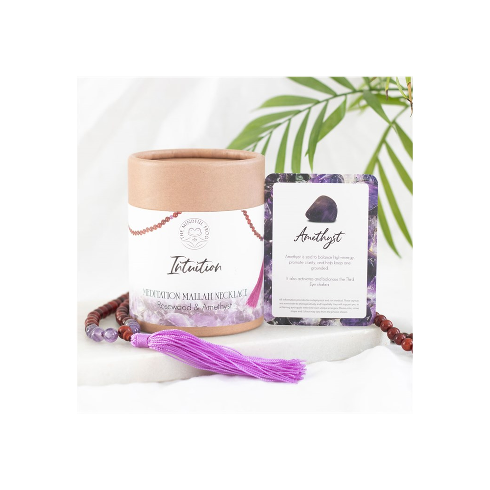 Intuition Rosewood & Amethyst Mallah Necklace - DuvetDay.co.uk