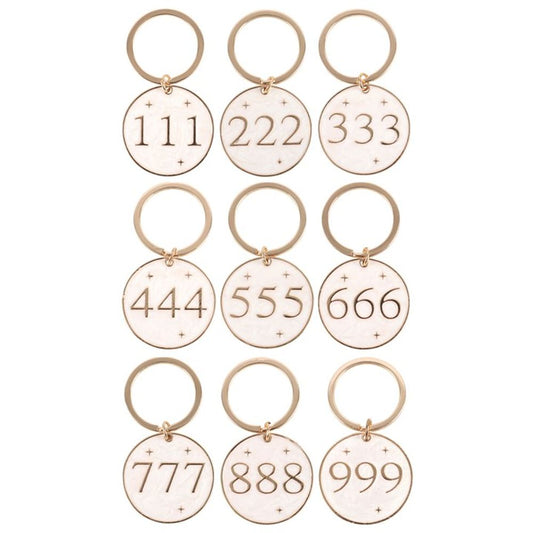 Pack of 9 Angel Number Keyrings - DuvetDay.co.uk